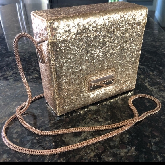 Steve Madden Gold Glitter Box Purse - Picture 2 of 4